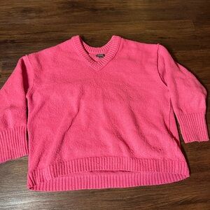 XL Pink V-Neck Women's Sweater